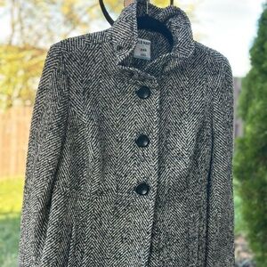 Old Navy Womens Retro Black and White Herringbone Pea Coat